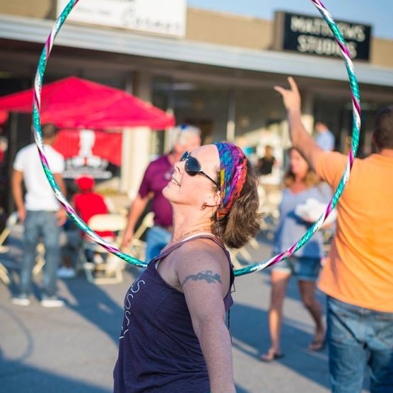 Stacey with a hula hoop